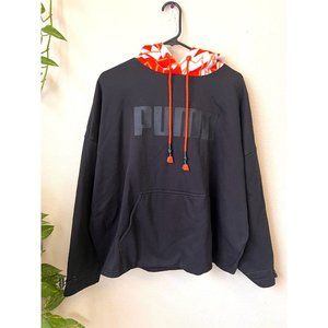 Puma Mens XL Hoodie Fleece PullOver Sweatshirt Black Orange